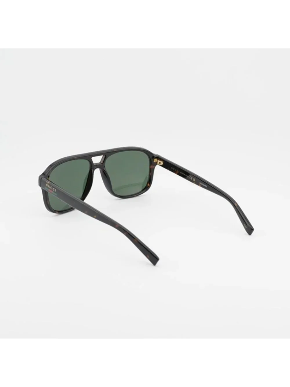 Gucci GG1856S 002 Sunglasses Dark Havana Aviator Frame, Green Lenses